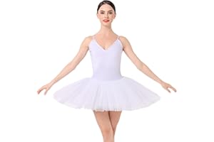 ABEHIK Robe de Ballet Tutu Danse Classique Femme sans Manche de Couleur Unie Robe de Ballet Costume Lac des Cygnes Robe Tutu de Danse Costume de Ballet Robe Poncho Robe Performance