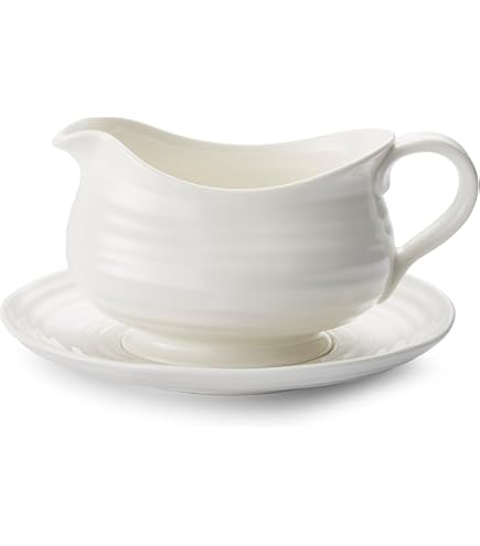 Portmeirion Sophie Conran Sausboot Met Standaard – Porselein, 550 Ml, Met Maretakmotief, Vaatwasser- En Magnetronbestendig, In Luxe Geschenkdoos