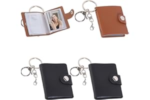 CAINCAY Mini Photo Keychain, 4 Pcs 2 Inch Mini Photo Album Keyring Mini Small Photo Album Binder with Lobster Clasp, Photo Album Keychain for Cards Pictures ID Photo