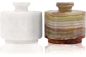 MARBLOUS KRAFTS Contenitori in onice bianco e verde 7,6x7,6cm, portagioie, sale, pepe, portaoggetti