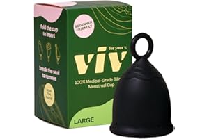 VIV FOR YOUR V. V Menstrual Cup | Large | Safe, Com table, Alternative to Tampons and Pads | Ring Easy Removal | Medical-Grade Silicone Period Cup