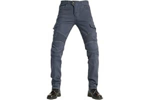 FSORB Pantaloni Moto Uomo, Traspirante Elastico Jeans, Kevlar Traspirante - Impermeabile E Antivento Pantaloni Protettivi Pantaloni Moto Uomo, 4 X Pad di Protezione