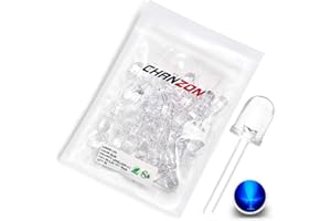 CHANZON 50 Stück 10mm Blaue LED-Dioden lichter (Klar Rund Transparent DC 3V 20mA) Helle Glühbirnen Lampen Elektronikkomponenten Anzeigelicht emittierende Dioden