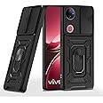 Pikkme Back Cover for Vivo V50 5G / V50e 5G | D10 Tough Armor | 360 Protection Case | Sliding Camera Shield Cover & Ring Holder Stand Bumper Case (Black)