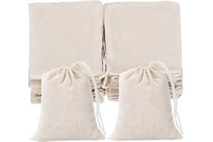 FANTASYON 25pcs Petits Sachet Coton Sacs en Lin, 10x15cm Sacs en Tissu avec Cordon de Serrage, Sac Toile de Jute Réutilisable, Petit Sac Cadeau Avec Cordon de Serrage Pochon Tissu Mariage