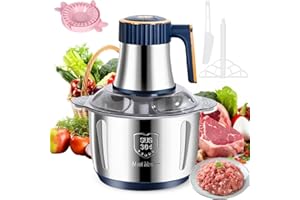 JOPWUE Hachoir électrique Avec Bol En Acier Inoxydable 5L et 6 Lames en Acier Inoxydable,Hachoir à Viande Polyvalent 500W,5 Vitesses,Robot Mixeur Petit Pour Hacher Viande,Oignon,Oeufs,Jus D'orange,Pâte ﻿ (A)