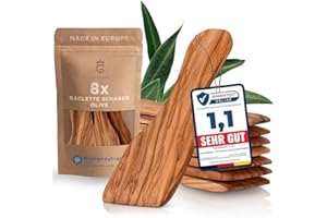 ‎GOLDENBERG 8 wunderschöne premium Raclette Schaber | italienisches Olivenholz | Made in EU | geölte & zertifiert | langlebige Raclette Spachtel für den mehrfachen Gebrauch