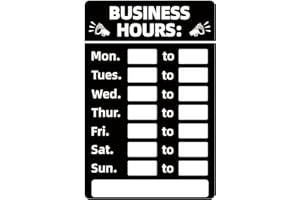 LUENHEGO Business Hours Opening and Closing Time Stickers for Shops, Business, Office, Studios, Black