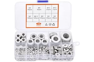 Flintronic 700 st stålbrickor, platta packningsbrickor, 304 rostfritt bricksats, M2 M2,5 M3 M4 M5 M6 M8 M10 M12, för fabriksreparationer, motorer, bilar