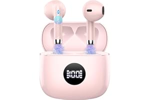 JXREV Wireless Earbuds, Bluetooth 5.3 Headphones in Ear with 4 ENC Noise Cancelling Mic, Bluetooth Earbuds 40H Playtime, 2024 HiFi Stereo Deep Bass Wireless Earphones, IP7 Waterproof USB-C Fast Charge Pink