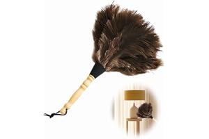 OlBuWa Strutsfjäder dammvippa trähandtag, 30 cm