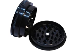 UNDERDAWG Plastic Herb Grinder 3 Part Magnetic Shark Teeth 60mm with Airtight Smell Proof Stash Storage (Black)