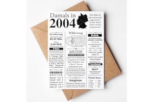 VP-DSGN Geburtstag - 2004 - Postkarte Zeitungsartikel Fakten zum Jahrgang - Deko Geschenkideen zum Geburtstag, Mann Frau - damals in 2004
