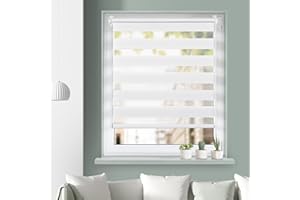 Grandekor Doppelrollo Klemmfix ohne Bohren Duo Rollos für Fenster und Tür ohne Bohren mit Halterungen, Fensterrollo Klemmrollos Rollo Klemmfix lichtdurchlässig & verdunkelnd Weiß 85x210cm (BxH)