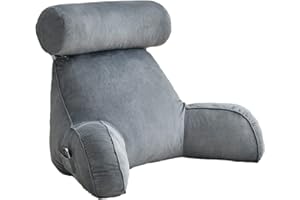 ARSBORUI großes Rückenkissen mit Armlehnen und Nackenstütze Lesekissen Stützkissen Bücherkissen Bettruhekissen mit Waschbarem Bezug Multifunktionales Kissen Perfekt für Lesen & Arbeiten & Spielen 75x40x40CM