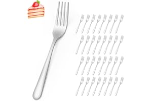 Cake Forks, Funnydin 36 Pcs Stainless Steel Forks Set, 5.9 Inch, Cutlery Only, Dishwasher Safe, Starter Dessert and Dinner for Home Kitchen & Restaurant, Silver
