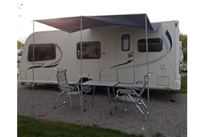 WILD EARTH Auvent de caravane Deluxe gris foncé - 240 x 300 cm - Avec poteaux télescopiques légers en aluminium