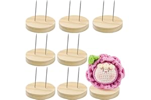 GORGECRAFT 8PCS 2 Inch Puppenständer Mit Doppelnadel Aus Stahl Häkelpuppenständer Halterung Filzen Präsentationshalter Holzständer Flache Runde Basis Für Puppenherstellungsbedarf Zimmer Party