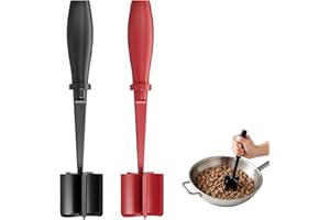 BEOTNP 2PCS Mince Masher, Meat Masher Utensil, 28 x 6 cm Ground Beef Masher, ABS Material Meat Chopper, Meat Separator Tool for Hamburger Meat, Beef Handling(Black & Red)
