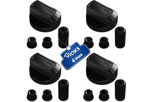 VIOKS Set 4 x vridknopp, spis, svart, strömbrytare, universell med adaptrar, 16 delar, knappar och strömbrytare för ugnar och