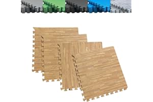 JOWY Pack Suelo Tatami – Esterilla Gimnasio Puzzle | Protege, Acolcha, Aísla y Decora | para Casa, Fitness o Piscina | Goma Eva Suave y Antideslizante | Libre de BPA | 4 Imitación Parquet