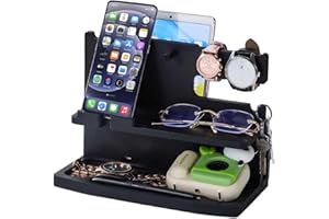 ELEVAT Gifts for Men Christmas Wood Phone Docking Station Desk Organizer Fathers Gifts Anniversary Birthday Gifts for him Xmas Presents for husband Nightstand Key Wallet Stand for Men, Boyfriend, Dad