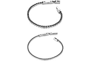 Flongo Bracciale Tennis da Coppia Amici: 2 Pezzi Bracciali con Zirconi Lucidi da Uomo Donna Braccialetto Perline Regolabili