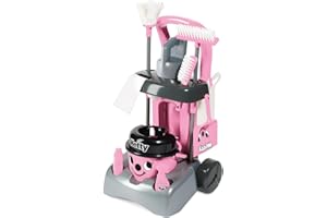 Casdon Henry & Hetty Jouets - Chariot de nettoyage Hetty Deluxe - Ensemble rose inspiré d’Hetty avec aspirateur à main fonctionnel - chariot de nettoyage pour enfants avec accessoires - 3 ans & +