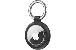 AMZPAS AirTag Holder AirTag Silicone Case, with Key Ring, TPU Waterproof Protective Case for AirTags Keychain for Keys, Bags, Luggage, Pet Collar, Anti-Lost and Scratch-Resistant, Fully Covered (Black)