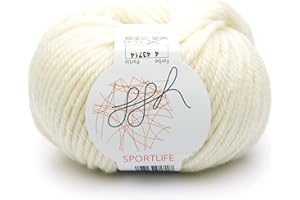 ‎GGH ggh Sportlife - 100% Schurwolle (Superwash - maschinenwaschbar) - Wolle zum Stricken und Häkeln geeignet - Farbe 004 - Wollweiß