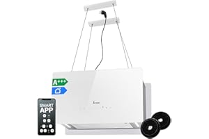 KKT KOLBE Campana Extractora 60 cm | Campana Isla | acero inoxidable | vidrio bianco | Funcionamiento táctil | CUBE60W