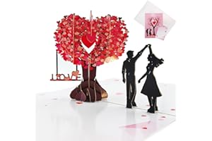 FLYGRRIV Hochzeitskarte Pop-Up, Karte Hochzeit 3D Liebesbaum, Hochzeitskarten mit Umschlag und Grußkarte, Glückwunschkarte Hochzeit für Valentinstag Hochzeitstag, Hochzeitsgeschenke für Brautpaar