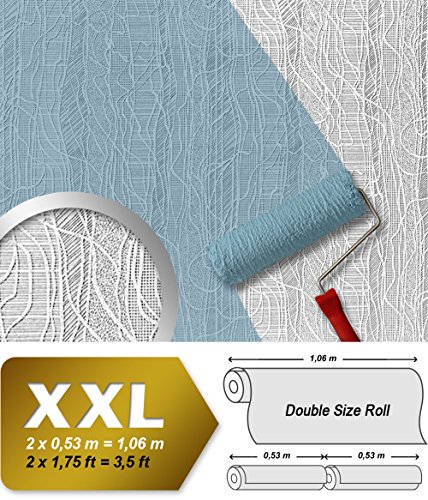 Struktur Tapete Streichbar EDEM 341-60 25 Meter überstreichbare Vlies-Tapete kreative dekor-optik weiß | 26,50 qm