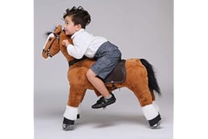 UFREE Horse, Action Pony, Ride on Toy, Medium Moving Rocking Horse, Giddyup, Go Go, Pony 36" Unique Gift for Age 4-9 Years(Mane&Tail Color: Black)