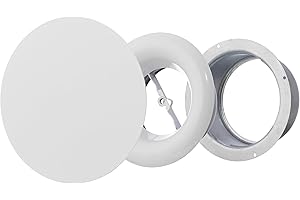 Steinberg14 Bouche VMC - 100mm Diffuseur Rond en Métal - Valve d'air Réglable au Plafond Mural - Clapet d'Alimentation et d'Extraction d'air - Grille d'aération - Blanc