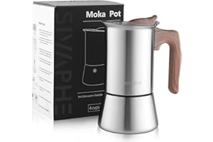 ‎SIVAPHE Sivaphe Espresso Maker Induction, Cooker Espresso Machine, Stainless Steel Espresso Jug, Mocha Pot, Espresso Maker, Aluminium-free (4 Cups 200 ml)