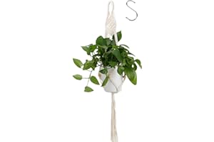 KEAHND 2 Pièce Suspension Corde Plante Macramé,Macrame Pot Suspendu Panier Suspendu En Corde,Macramé Support Pots Pour Fleur,Pots Fleurs Suspendus En Coton,Suspension Plante,Cache Pot Suspendu,Beige,105cm