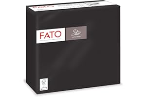 Fato - Disposable Paper Napkins, Softness and Fluffiness, Pack of 40 Napkins, Size 38 x 38 cm Folded in 4 and 2 Layers, Colour Black, 100% Pure Cellulose Paper, FSC Certified