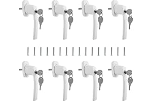 Randaco Poignée de fenêtre verrouillable 8pcs Blanc sécurité Enfant en Alliage d'aluminium avec goupille de Verrouillage Longueur 35mm et 16 Paires de clés identiques