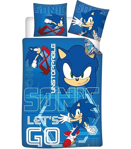 Beddengoed Sonic En Zijn Vrienden, Knuckles En Tails, Dekbedovertrek 135 X 200 Cm Kussensloop 80 X 80 Cm, 2-delig, Microvezel, Duitse Maat