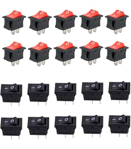 Interruttore A Bilanciere Rotondo 12V 20A LED Rosso - Impermeabile Per Auto, Barche E Camion (5 Pezzi) - Foto 3