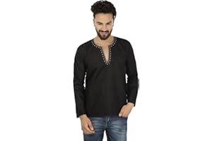 MAPLE CLOTHING MapleClothing Hemd Gesticktes Männer Kurz Kurta Cotton Mode Indien Bekleidung