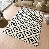 Hanse Home 102332_120x170 Teppich Läufer Bettumrandung Brücke, Polypropylen, schwarz creme, 120 x 170 x 0.9 cm