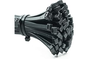 ERKO 100 unidades de bridas para cables profesionales 400 x 4,8 mm soporte para cables Soporte de brida para cables en negro, resistente a temperatura