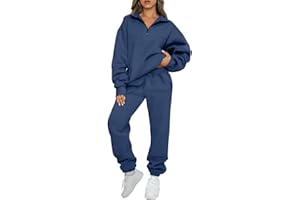 JFAN Survêtements Femme Ensemble 2 Pièce Ensemble Sport Jogging Sweat Manches Longues Zippé Col V Chaud Set Pantalon Casual Outfit