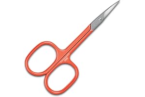 2EASY - Forbici professionali per unghie in Acciaio Inox con estremità curva - ideale per le unghie di mani e piedi, peli superflui e cuticole forbicine extra affilate (Arancione)