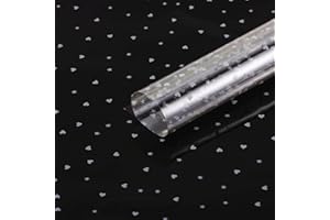 YSTrillion 54cm x 30m Papel Celofán Rollo Celofán Transparente de Lunares,Transparente Papel Flor Envoltura,Papel de Regalo Transparente para Floristería,Envolver Cestas,Ramos (Corazón + Pentagrama)