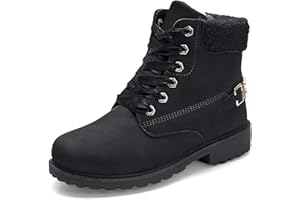 NEOKER Botte Femme Plates Lacets Bottes Hiver Chaud Fourrure Cheville Chaussures Chunky Bottines de Neige Randonnée Boots Noir Kaki Gris Rose 36-43