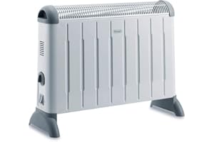 De'Longhi HCM2030 TermoConvettore Elettrico, Silenzioso, 3 Livelli di Potenza, Manopola Intuitiva, per Ambienti Fino a 60m³, Maniglia, Funzione Antigelo, Leggero, termostato di sicurezza, Bianco