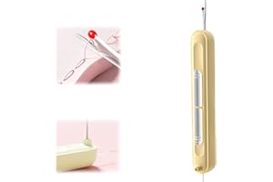YUCHIFA Enhebrador de agujas automático 2 en 1 mejorado, removedor de costuras incorporado y herramienta de enhebrador de agujas, descosedor de costuras multifunción, accesorios de costura (Yellow)